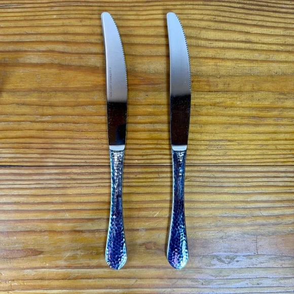 Bon Chef Hammered Stainless Flatware Set | 6-Piece | 18/10 Modern Silverware - Picture 7 of 12